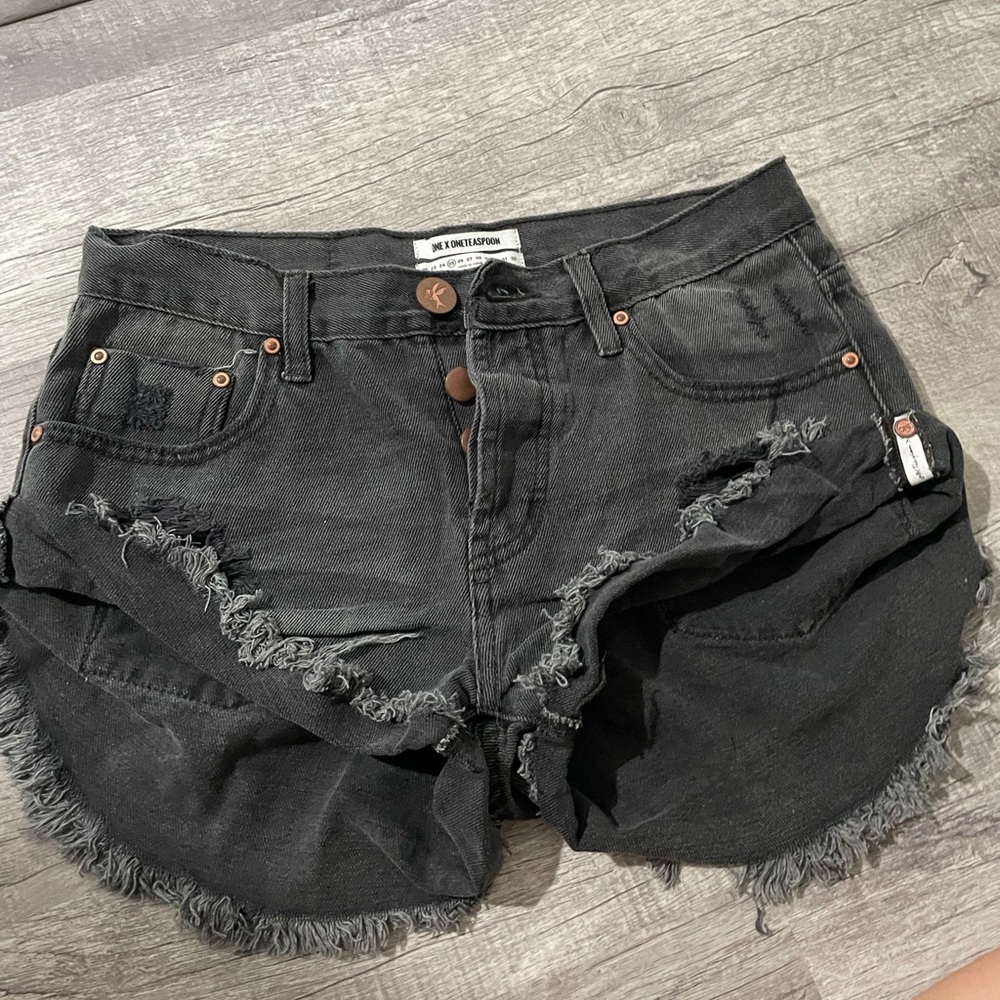 Oneteaspoon Black Denim Shorts